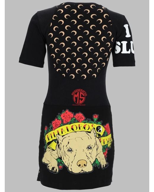 MARINE SERRE Black Mini Dress Upcycled Cotton