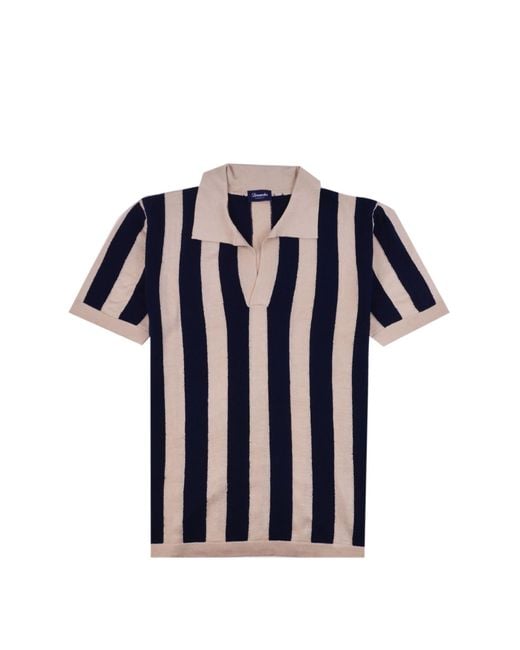 Drumohr Blue Striped Polo Shirt for men