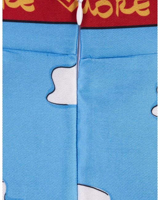 ALESSANDRO ENRIQUEZ Blue Short Skirt With Marzameni Print