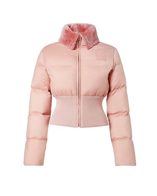 Fendi Pink Technical Fabric And Shearling Down Jacket
