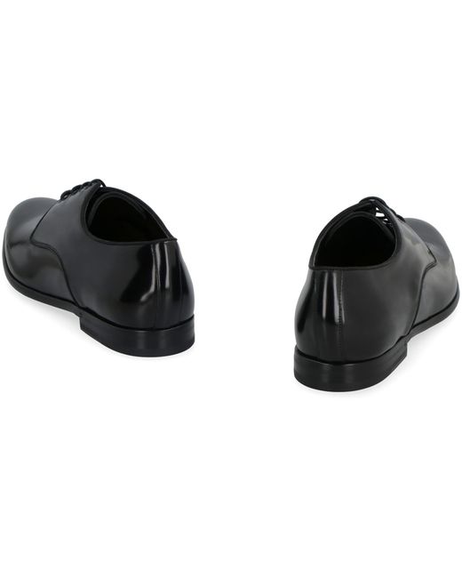 Dolce & Gabbana Black Calfskin Lace-Up Derby Shoes for men