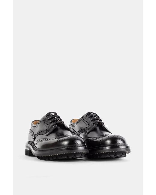 Church's Black Derby Mc Pherson Brogue En Cuir Grainé À Semelle Commando Flat Shoes for men