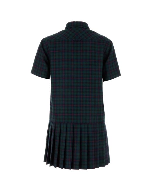 Miu Miu Black Embroidered Wool Mini Dress