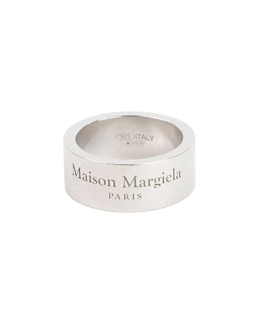 Maison Margiela White Logo Engraved Ring for men