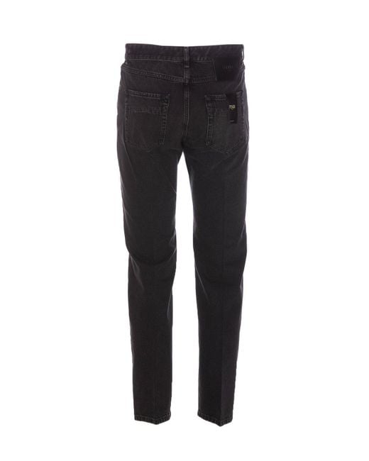 Fendi Black Logo Patch Straight-Leg Jeans for men