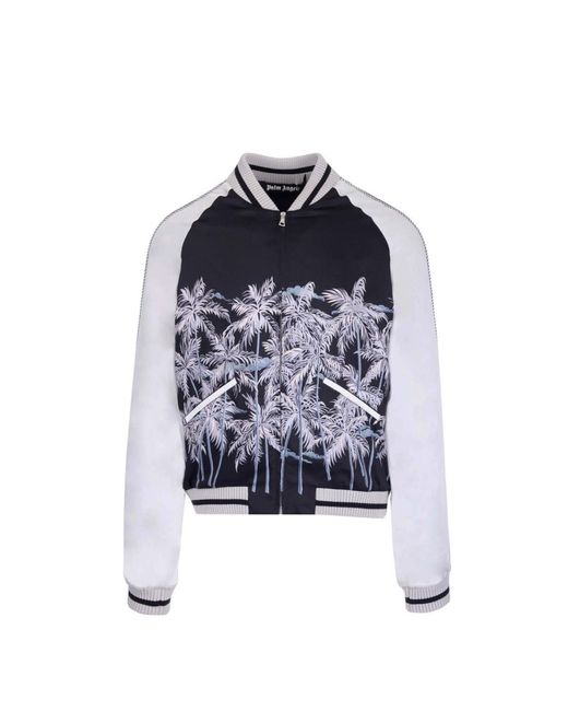 Palm Angels Blue Casual Printed Bomber for men