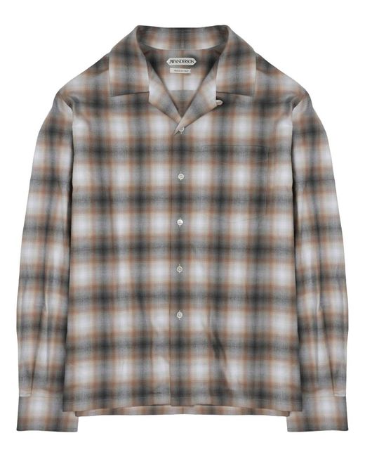 J.W. Anderson Gray Shirt With Check Print Cotton for men