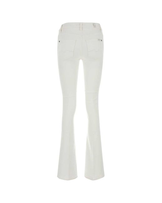7 For All Mankind White Stretch Denim Bootcut Jeans
