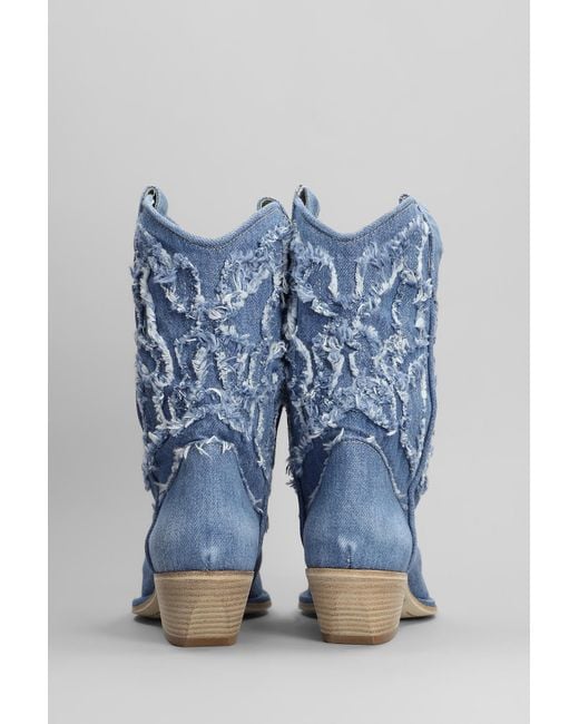 Vic Matié Blue Denim 505 Texan Ankle Boots