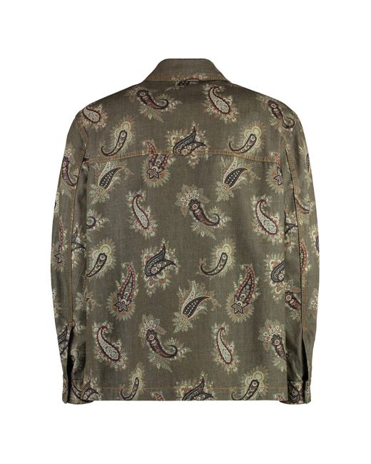 Etro Green Jacquard Cotton Jacket for men