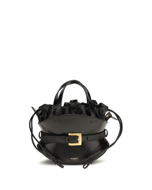 Balmain Black Shuffle Mini Shoulder Bag Calf Leather Bos Taurus