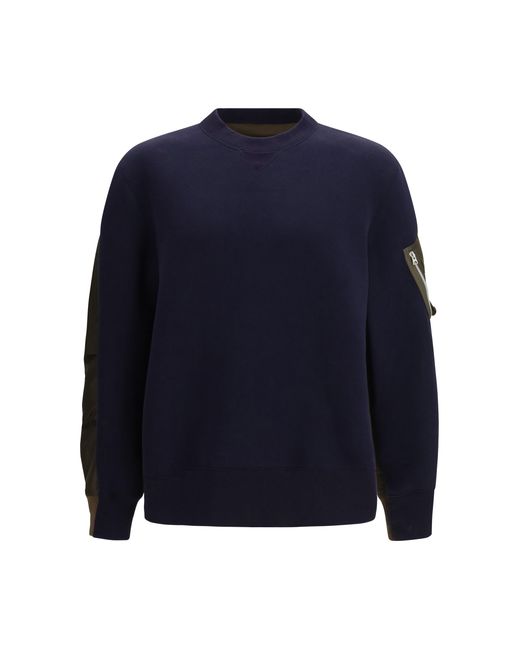 Sacai Green Sweatshirt Paneled-D-Khaki Cotton Knitwear for men