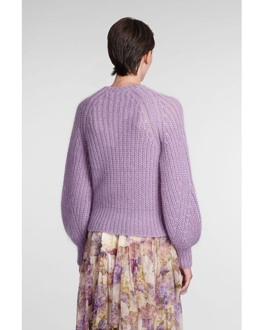 Zimmermann Purple Knitwear In Viola Wool