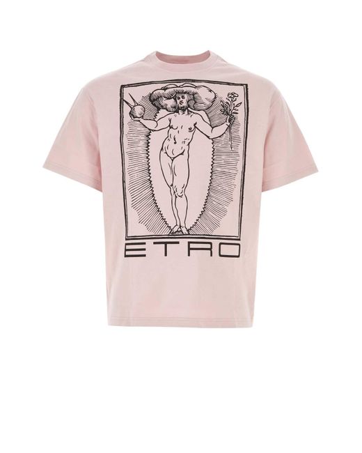 Etro Pink Cotton T-Shirt for men