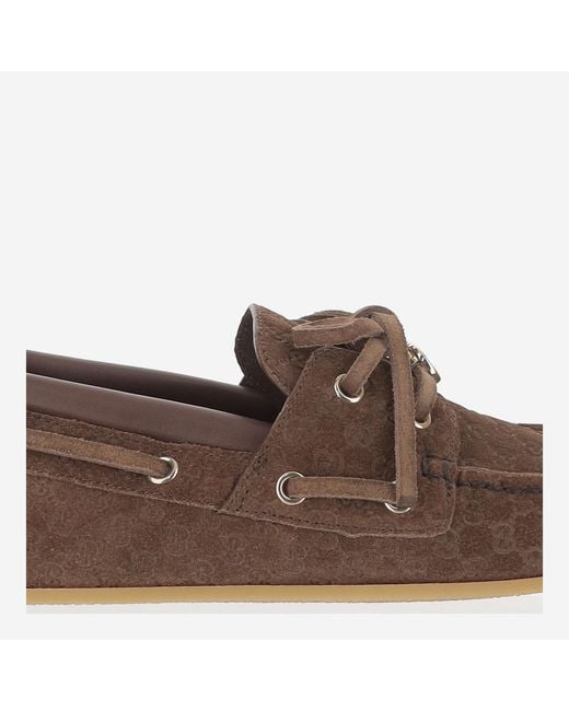 Gucci Brown Loafers Gg Suede