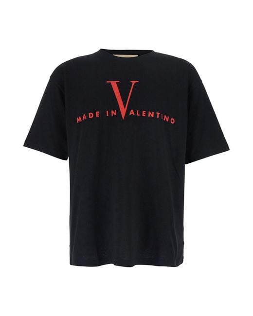 Valentino Black T-Shirt Crew Neck Cotton T-Shirts for men