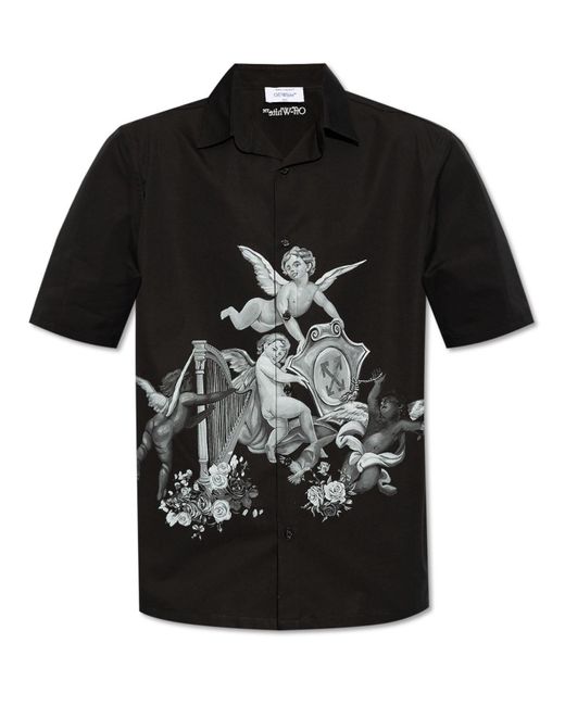 Off-White c/o Virgil Abloh Black Graphic Printed Button-Up Shirt for men