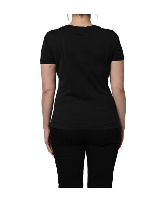Dolce & Gabbana Black Cotton Short-Sleeve Crew Neck T-Shirt