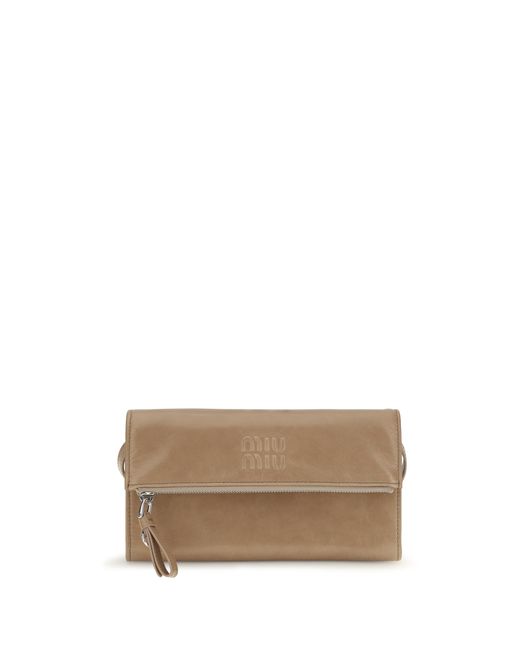 Miu Miu Brown Leather Pouch Calf Wallets & Purses