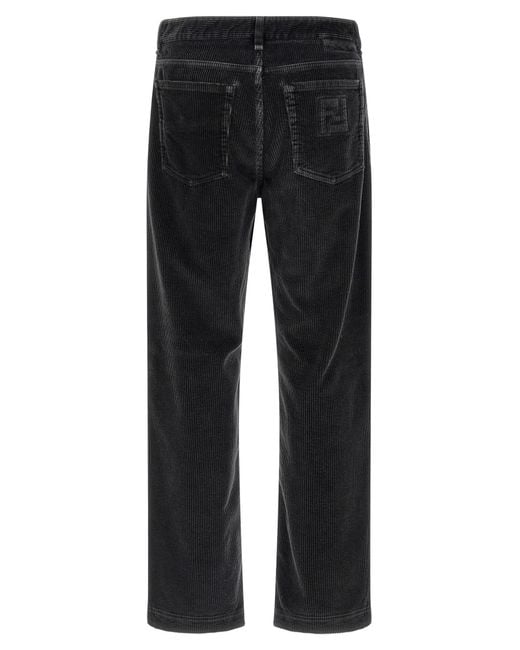 Fendi Black Flat Front Trousers for men