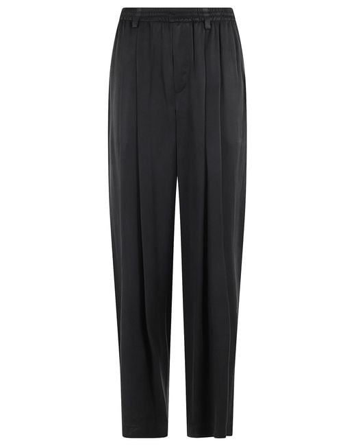 パンツ Alexander Wang Wide-Leg Trousers With Logo Drawstring And Alexander Wang wide-leg Lambskin Track Pants | Black