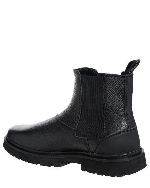 Calvin Klein Black Leather Ankle Boots for men
