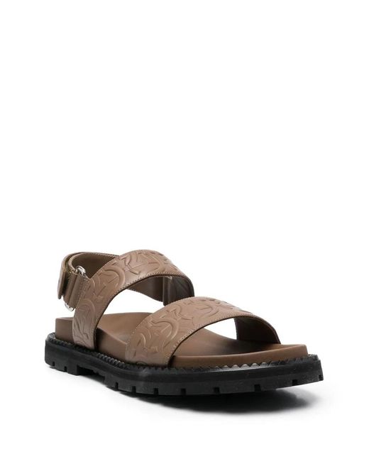 Ferragamo Brown Ferragamo Gancini Debossed Sandals for men