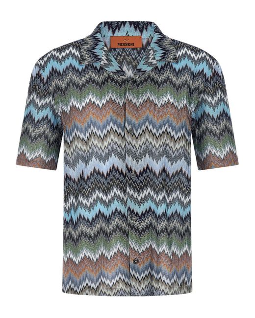 Missoni Blue Chevron Snake Shirt for men