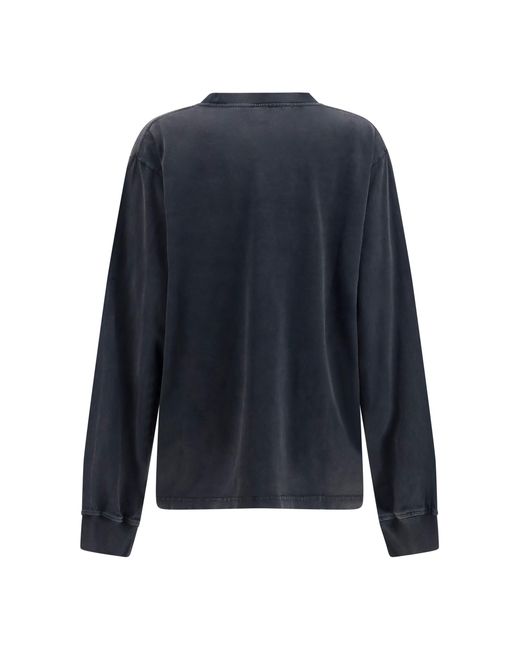Alexander Wang Blue Long-Sleeve Logo T-Shirt Cotton T-Shirts