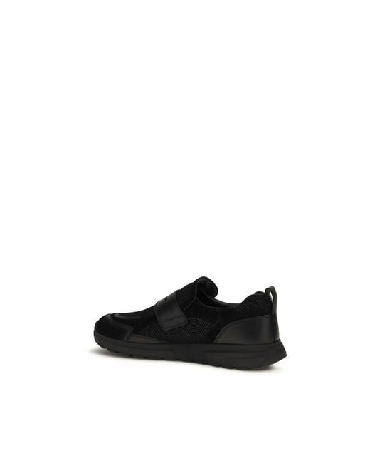 Prada Black Calf Leather Bos Taurus Athletic Sneakers for men
