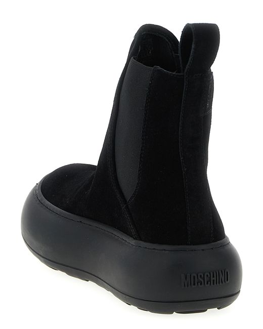 Moschino Black Calfskin Chelsea Boots