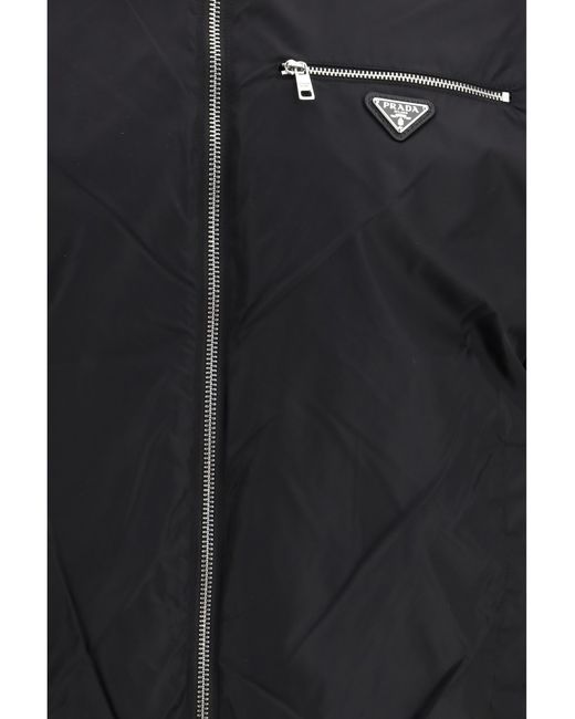 Prada Black Jacket Reversible Wool & Re-Nylon for men