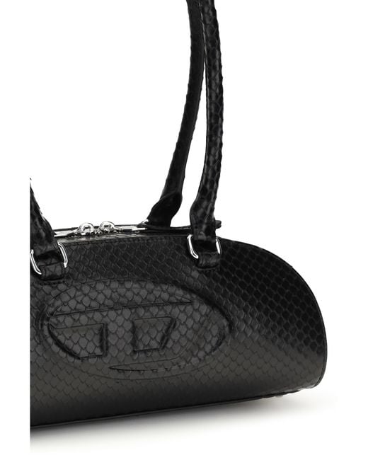 DIESEL Black 1Dr Dome Shoulder Bag Calf Leather Bos Taurus