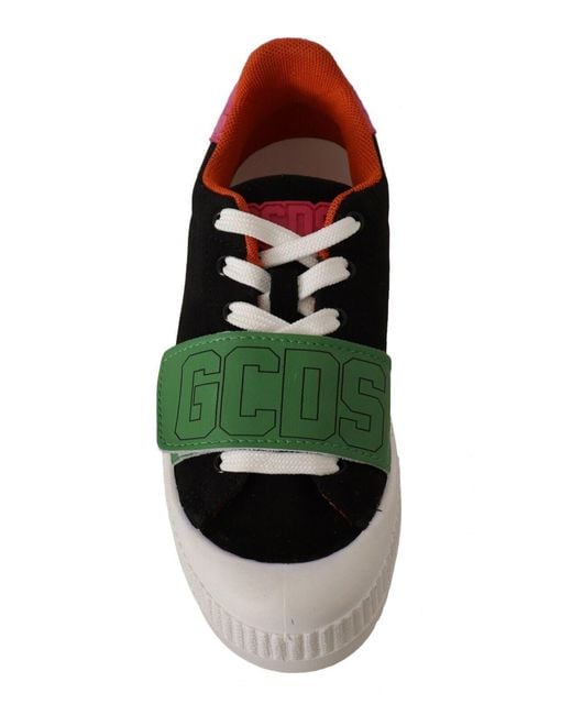 Gcds Black Suede Low Top Lace Up Sneakers Shoes