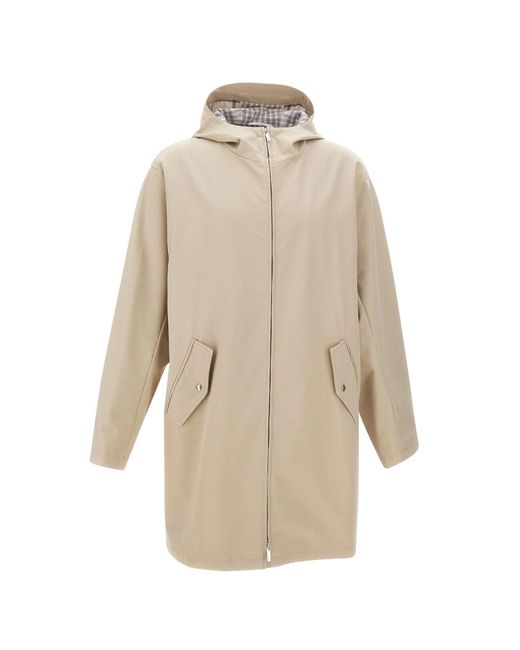 Thom Browne Natural T-dart Swim Hooded In Waterproof Cotton Twill Parka for men