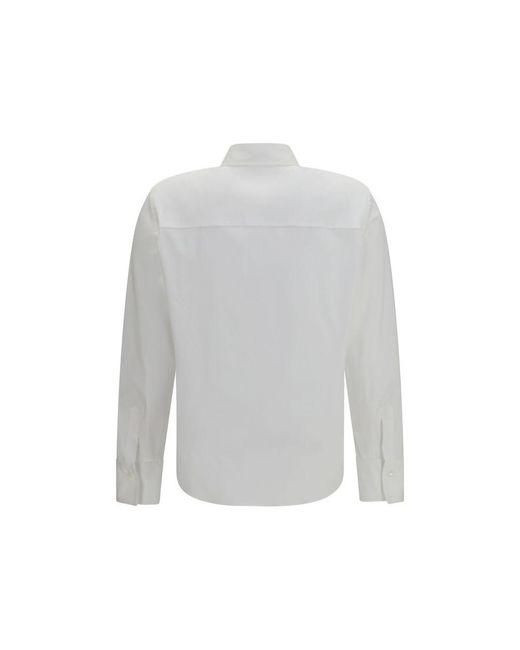 Brunello Cucinelli Gray White Cotton Dress Shirt
