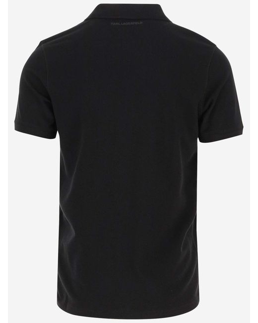 Karl Lagerfeld Black Stretch Cotton Polo Shirt With Logo for men