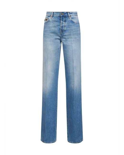 Gucci Blue Light Flared Cotton Denim Jeans