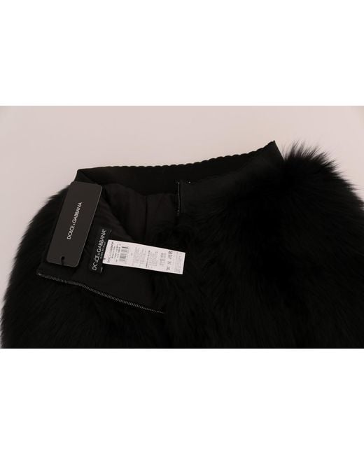 Dolce & Gabbana Black Lamb Fox Fur Mini Hot Pants