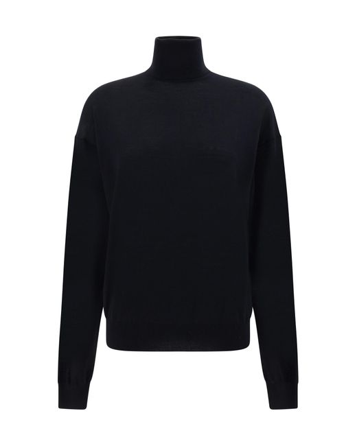 Saint Laurent Black Wool Turtleneck Sweater