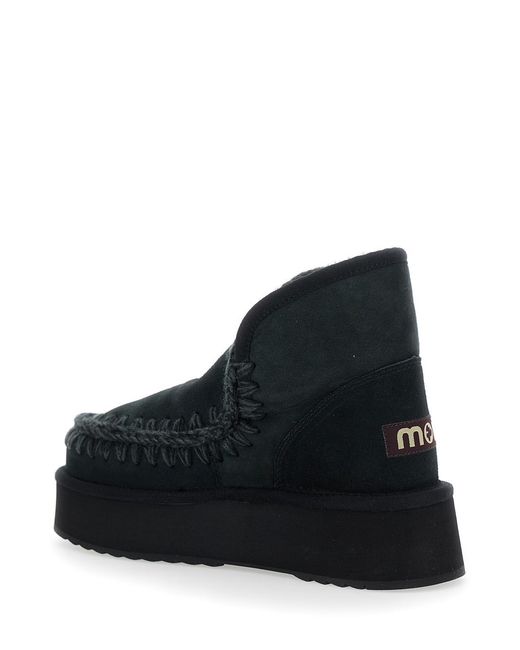 Mou Black Ankle Boots With Braided Detail