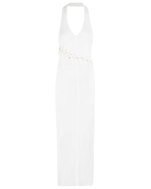 IRO White Kellia Form-Fitting Ribbed Maxi Dress