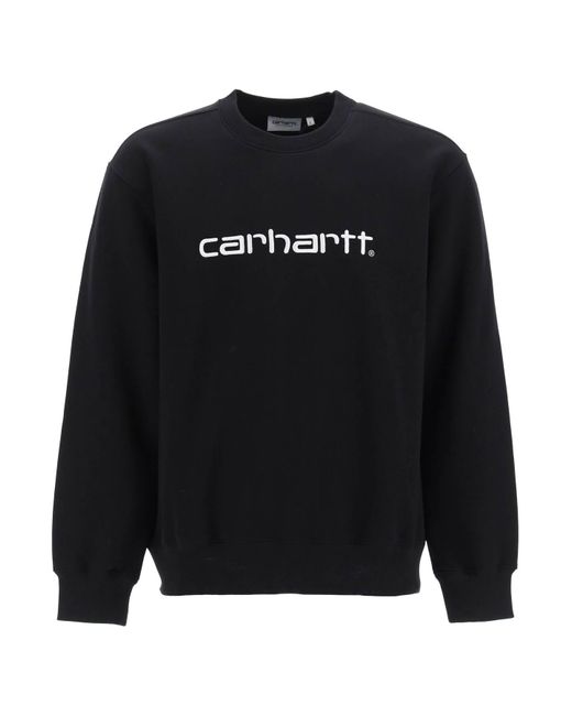 Carhartt Black Crew-Neck Sweatshirt With Logo Embroidery for men