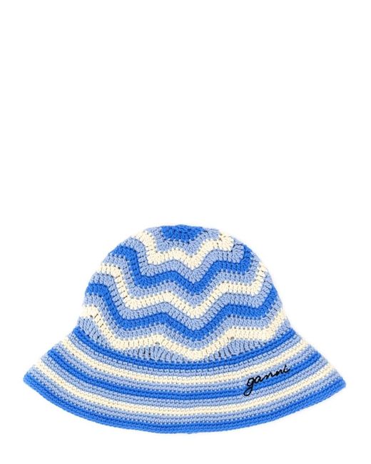 Ganni Blue Bucket Crochet Hat