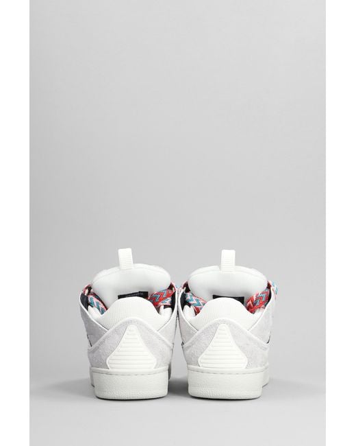 Lanvin White Curb Panelled Suede Sneakers for men