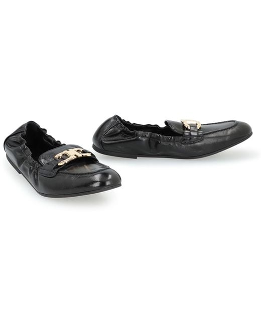 Ferragamo Black Jodie Leather Loafers Lamb
