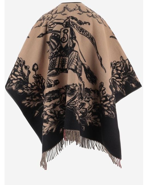 Burberry Black Wool Cape Reversible Check Capes