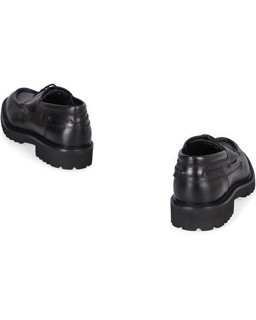 Doucal's Black Leather Lace-Up Shoes for men