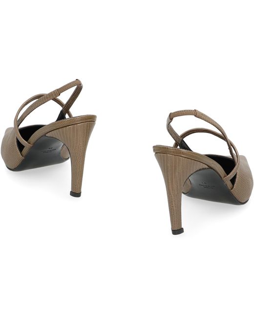 Totême Green Slingbacks Embossed Leather Calf Shoe