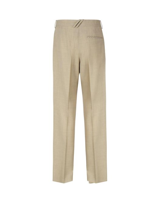 Burberry Natural Wool Tailored Pants for men